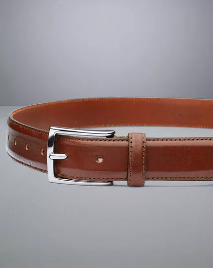 CHARLES TYRWHITT Formal Leather Belt - Dark Tan 3 CHARLES TYRWHITT Formal Leather Belt - Dark Tan