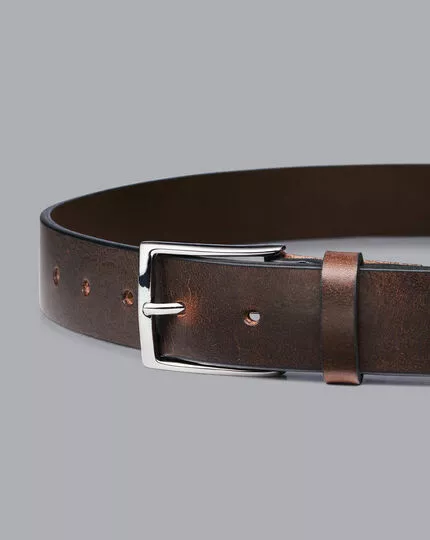 CHARLES TYRWHITT Made In England Leather Chino Belt - Chocolate Brown 3 CHARLES TYRWHITT Made In England Leather Chino Belt - Chocolate Brown