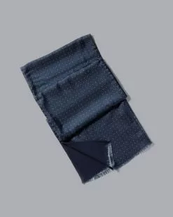 CHARLES TYRWHITT Silk Spot Print Scarf - Navy