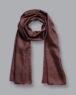 CHARLES TYRWHITT Floral Print Silk Scarf - Maroon R -Charles Tyrwhitt Shop ACC0229MRN FULL