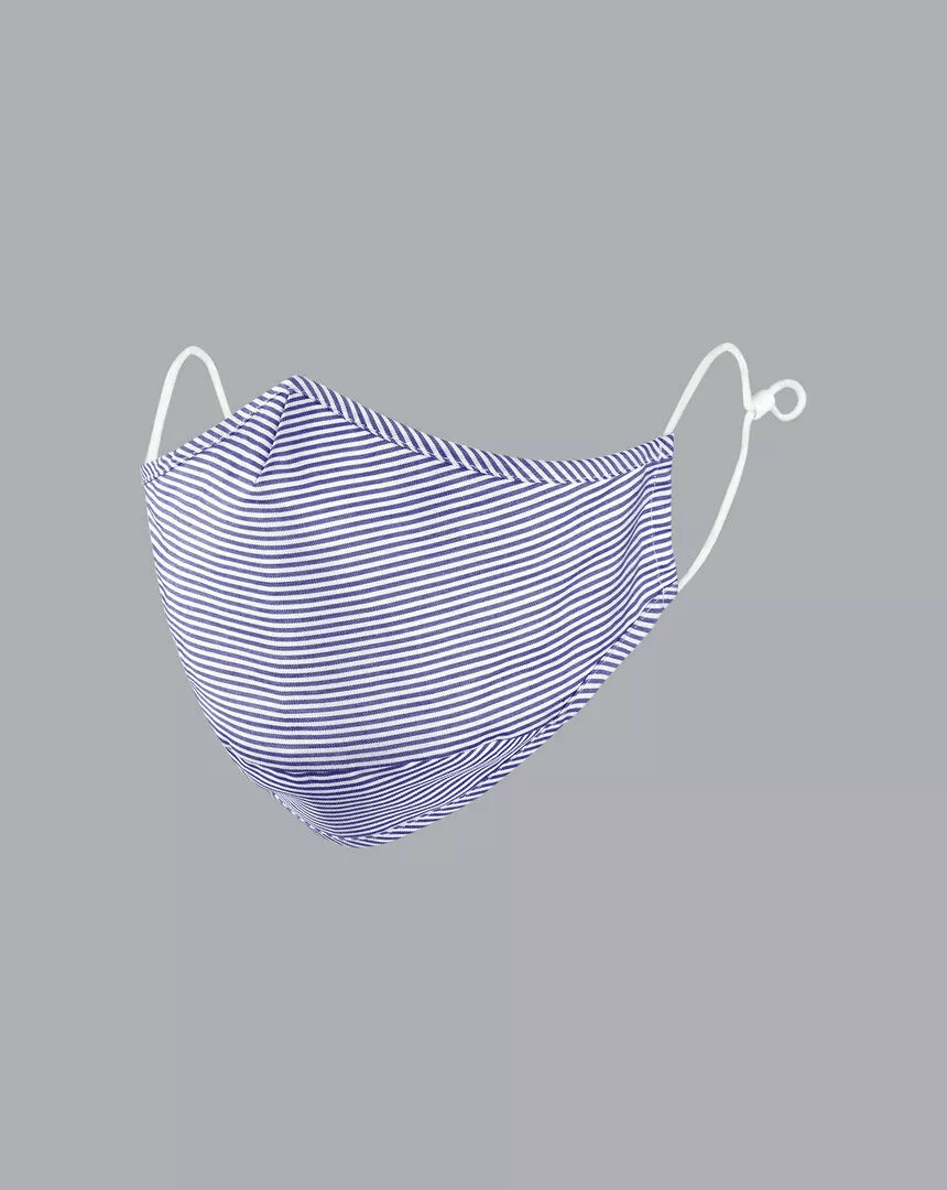 CHARLES TYRWHITT Cotton Bengal Stripe Face Mask - Navy 3 CHARLES TYRWHITT Cotton Bengal Stripe Face Mask - Navy
