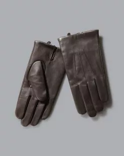 CHARLES TYRWHITT Leather Touch Screen Gloves - Dark Ch