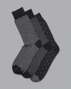 CHARLES TYRWHITT Cotton Rich 3 Pack Socks - Multi Pattern