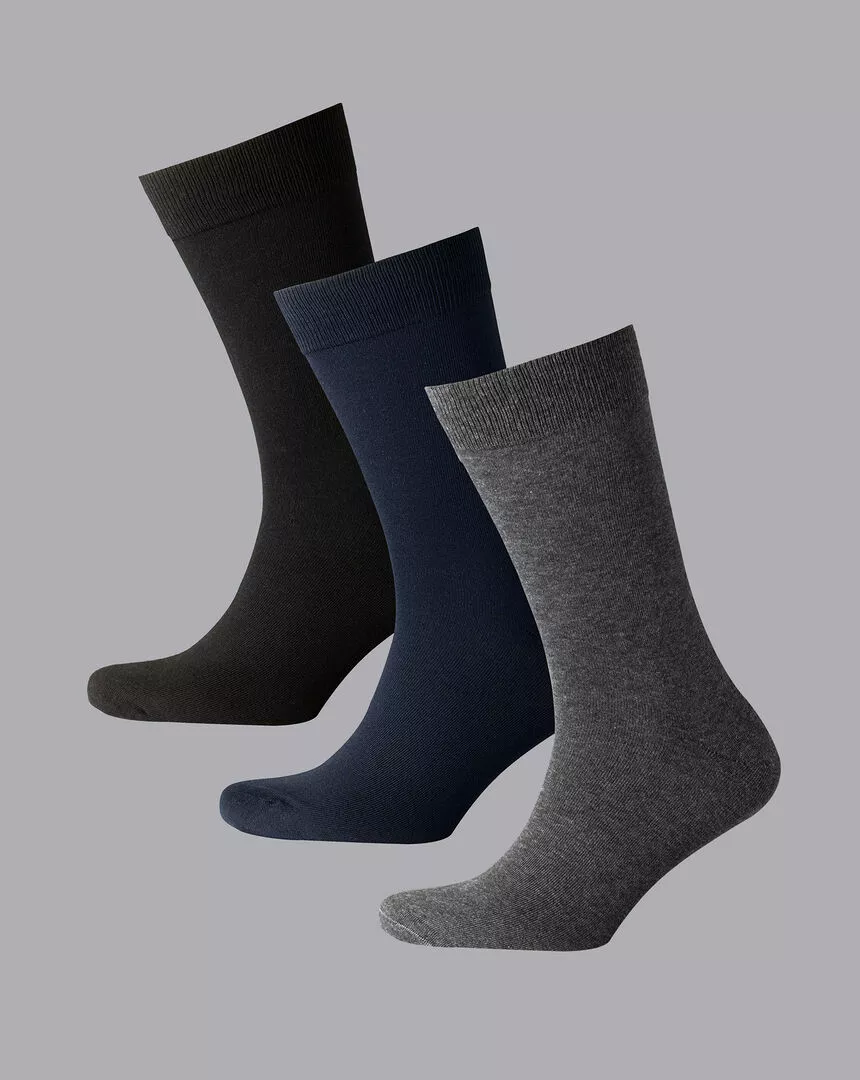 CHARLES TYRWHITT Cotton Rich 3 Pack Socks - M 3 CHARLES TYRWHITT Cotton Rich 3 Pack Socks - M