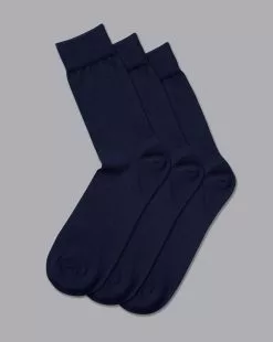 CHARLES TYRWHITT Cotton Rich 3 Pack Socks - Navy