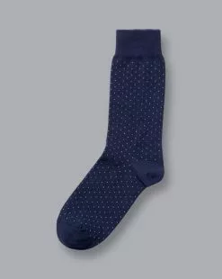 CHARLES TYRWHITT Micro Dash Socks - French Blue & Wh