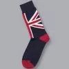 CHARLES TYRWHITT Union Jack Socks - Petrol Blue & R -Charles Tyrwhitt Shop ACK0284NAV FULL