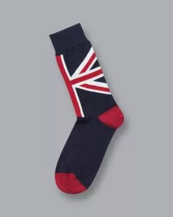 CHARLES TYRWHITT Union Jack Socks - Petrol Blue & R