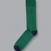 CHARLES TYRWHITT Cotton Rib Socks - Dark Green -Charles Tyrwhitt Shop ACK0307GRN FULL