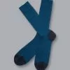 CHARLES TYRWHITT Cotton Rib Socks - Dark Turquoise B -Charles Tyrwhitt Shop ACK0347DQB FULL