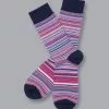 CHARLES TYRWHITT Stripe Socks - Bright Pink -Charles Tyrwhitt Shop ACK0355BPK FULL