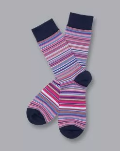 CHARLES TYRWHITT Stripe Socks - Bright Pink