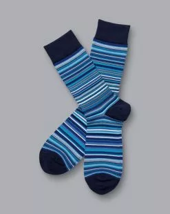 CHARLES TYRWHITT Multi Stripe Socks - Cobalt B