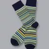 CHARLES TYRWHITT Stripe Socks - Petrol B 2 CHARLES TYRWHITT Stripe Socks - Petrol B -Charles Tyrwhitt Shop ACK0355PET FULL