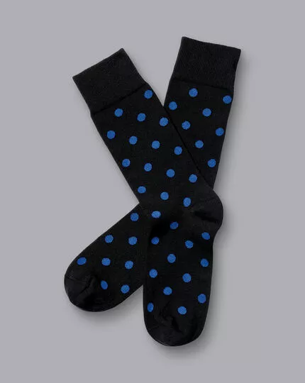 CHARLES TYRWHITT Spot Socks - Black & Cobalt B 3 CHARLES TYRWHITT Spot Socks - Black & Cobalt B