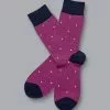 CHARLES TYRWHITT Spot Socks - Dark Pink & Yellow -Charles Tyrwhitt Shop ACK0369DPK FULL