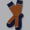 CHARLES TYRWHITT Fine Stripe Socks - Orange & Navy 2 CHARLES TYRWHITT Fine Stripe Socks - Orange & Navy -Charles Tyrwhitt Shop ACK0373ONV FULL