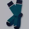 CHARLES TYRWHITT Fine Stripe Socks - Teal Green & Navy