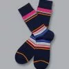 CHARLES TYRWHITT Multi Block Stripe Socks - Navy -Charles Tyrwhitt Shop ACK0374MNV FULL