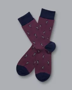 CHARLES TYRWHITT Seahorse Motif Socks - Blackberry P
