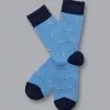 CHARLES TYRWHITT Dog On Surfboard Motif Socks - Cornflower B -Charles Tyrwhitt Shop ACK0375CFW FULL