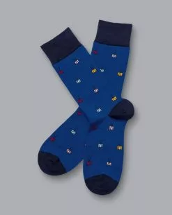 CHARLES TYRWHITT Bulldog Clip Motif Socks - Cobalt B