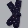 CHARLES TYRWHITT Fish Going To Work Motif Socks - Navy -Charles Tyrwhitt Shop ACK0375NAV FULL