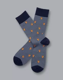 CHARLES TYRWHITT Squirrel Playing Golf Motif Socks - Steel B