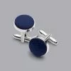 CHARLES TYRWHITT Silk Round Cufflinks - Navy -Charles Tyrwhitt Shop ACL0025NAV MAIN