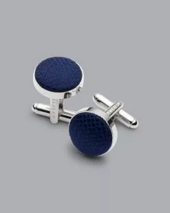 CHARLES TYRWHITT Silk Round Cufflinks - Navy