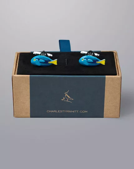CHARLES TYRWHITT Fish Cufflinks - Turquoise B 4 CHARLES TYRWHITT Fish Cufflinks - Turquoise B - Image 2
