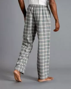 CHARLES TYRWHITT Check Pajama Bottoms - Grey & Navy -Charles Tyrwhitt Shop ACN0045HBL MODEL BACK