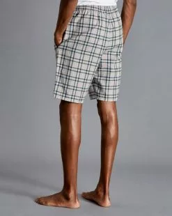 CHARLES TYRWHITT Check Pajama Shorts - Grey & Navy -Charles Tyrwhitt Shop ACN0046HBL MODEL BACK
