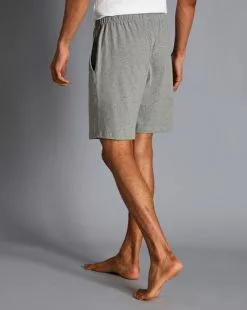 CHARLES TYRWHITT Cotton Jersey Shorts - Silver Grey -Charles Tyrwhitt Shop ACN0054GRY MODEL BACK