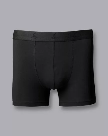 CHARLES TYRWHITT 3 Pack Cotton Stretch Jersey Trunks - Black 4 CHARLES TYRWHITT 3 Pack Cotton Stretch Jersey Trunks - Black - Image 2