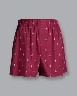 CHARLES TYRWHITT Dog On Bike Motif Woven Boxers - Cherry Pink