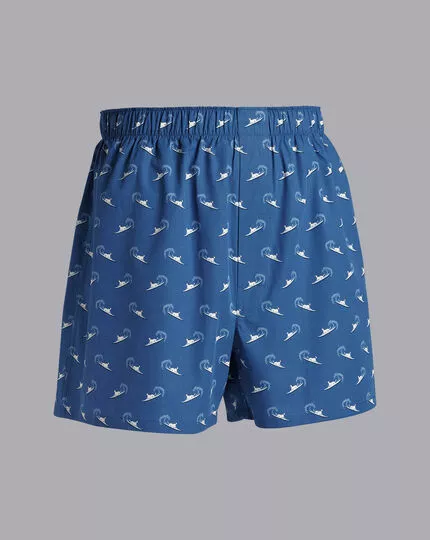 CHARLES TYRWHITT Dog On Surfboard Motif Woven Boxers - Indigo B 3 CHARLES TYRWHITT Dog On Surfboard Motif Woven Boxers - Indigo B