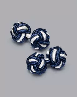 CHARLES TYRWHITT Knot Cufflinks - Indigo Blue & Wh
