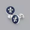CHARLES TYRWHITT Enamel Fleur-de-Lys Round Cufflinks - Navy