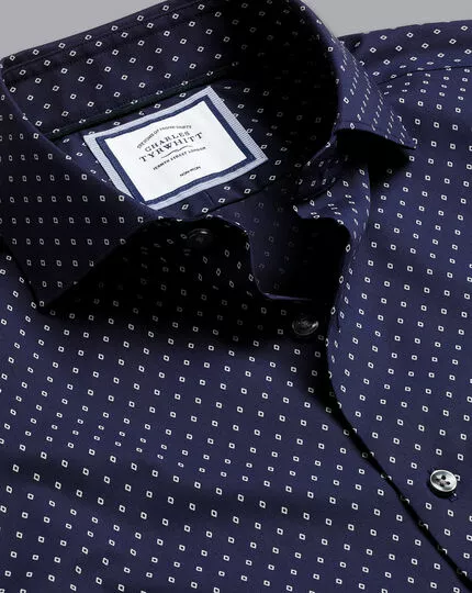 CHARLES TYRWHITT Semi-Spread Collar Non-Iron Diamond Print Shirt - French B 3 CHARLES TYRWHITT Semi-Spread Collar Non-Iron Diamond Print Shirt - French B