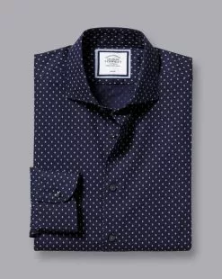 CHARLES TYRWHITT Semi-Spread Collar Non-Iron Diamond Print Shirt - French B 11 CHARLES TYRWHITT Semi-Spread Collar Non-Iron Diamond Print Shirt - French B -Charles Tyrwhitt Shop CSB0037FRE FOLD SINGLE