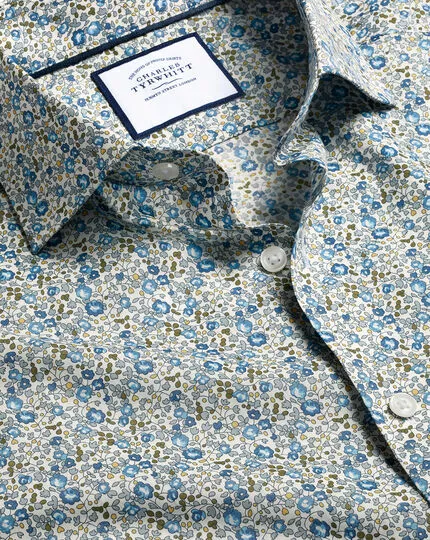 CHARLES TYRWHITT Made With Liberty Fabric Semi-Spread Collar Shirt - Steel B 3 CHARLES TYRWHITT Made With Liberty Fabric Semi-Spread Collar Shirt - Steel B