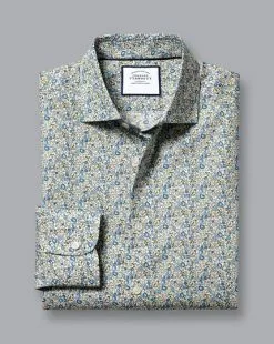 CHARLES TYRWHITT Made With Liberty Fabric Semi-Spread Collar Shirt - Steel B 12 CHARLES TYRWHITT Made With Liberty Fabric Semi-Spread Collar Shirt - Steel B -Charles Tyrwhitt Shop CSB0054STL FOLD SINGLE