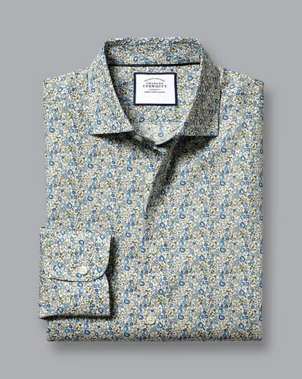 CHARLES TYRWHITT Made With Liberty Fabric Semi-Spread Collar Shirt - Steel B 7 CHARLES TYRWHITT Made With Liberty Fabric Semi-Spread Collar Shirt - Steel B - Image 5