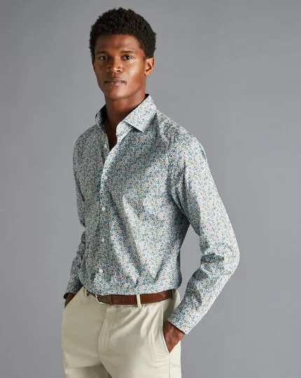 CHARLES TYRWHITT Made With Liberty Fabric Semi-Spread Collar Shirt - Steel B 4 CHARLES TYRWHITT Made With Liberty Fabric Semi-Spread Collar Shirt - Steel B - Image 2