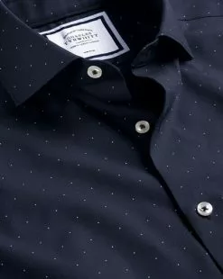 CHARLES TYRWHITT Semi-Spread Collar Non-Iron Spot Print Shirt - Navy