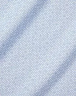 CHARLES TYRWHITT Semi-Spread Collar Non-Iron Decorative Print Shirt - Sky B -Charles Tyrwhitt Shop CSB0085SKY FABRIC DETAIL