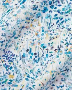 CHARLES TYRWHITT Made With Liberty Fabric Floral Print Semi-Spread Collar Shirt - Cobalt B -Charles Tyrwhitt Shop CSB0092COB FABRIC DETAIL