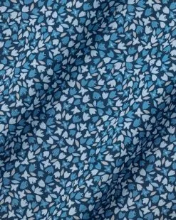 CHARLES TYRWHITT Made With Liberty Fabric Petal Print Semi-Spread Collar Shirt - Indigo B -Charles Tyrwhitt Shop CSB0092IDG FABRIC DETAIL