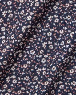 CHARLES TYRWHITT Made With Liberty Fabric Floral Print Semi-Spread Collar Shirt - Pink -Charles Tyrwhitt Shop CSB0092PNK FABRIC DETAIL